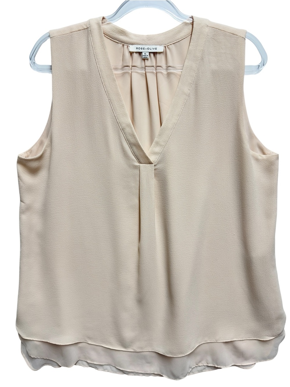 Tuxedo Silky Knit Layered Pleated Tank Top Blouse